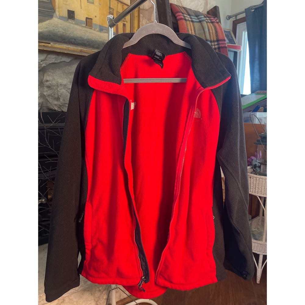 The North Face Red Black Colorblock Fleece Jacket Full Zip Mens L vintage Y2K - Picture 3 of 8